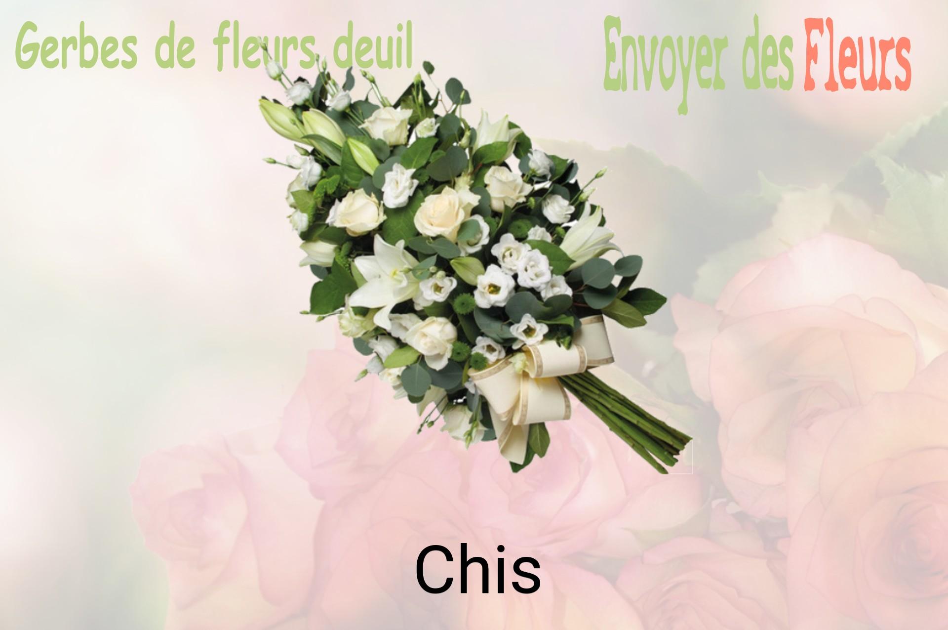 Gerbe de fleurs de deuil livrée à Chis